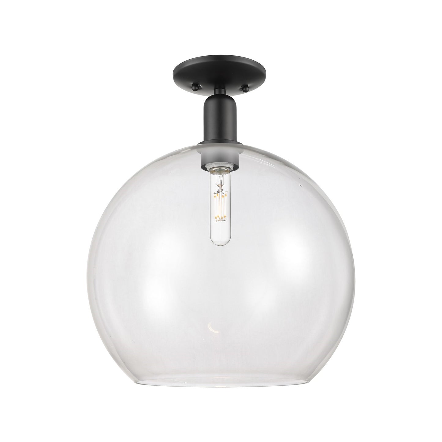 Innovations Athens 14in 1-Light Semi-Flush Mount | Industrial Matte Black Steel and Clear Glass | Entryway & Hallway | 13.75 x | Model 716-1C-BK-G122-14