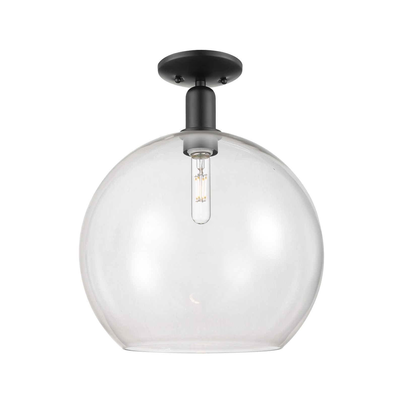 Innovations Athens 14in 1-Light Semi-Flush Mount | Industrial Matte Black Steel and Clear Glass | Entryway & Hallway | 13.75 x | Model 716-1C-BK-G122-14