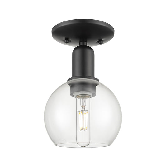 Innovations Athens 6in 1-Light Semi-Flush Mount | Industrial Matte Black Steel and Clear Glass | Entryway & Hallway | 5.88 x 9.38 | Model 716-1C-BK-G122-6