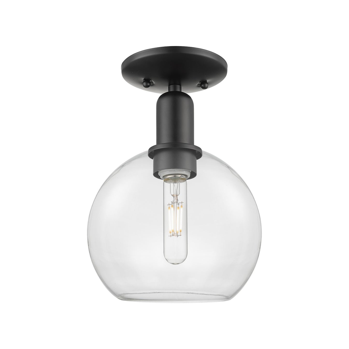 Innovations Athens 8in 1-Light Semi-Flush Mount | Industrial Matte Black Steel and Clear Glass | Entryway & Hallway | 8 x 8 x | Model 716-1C-BK-G122-8