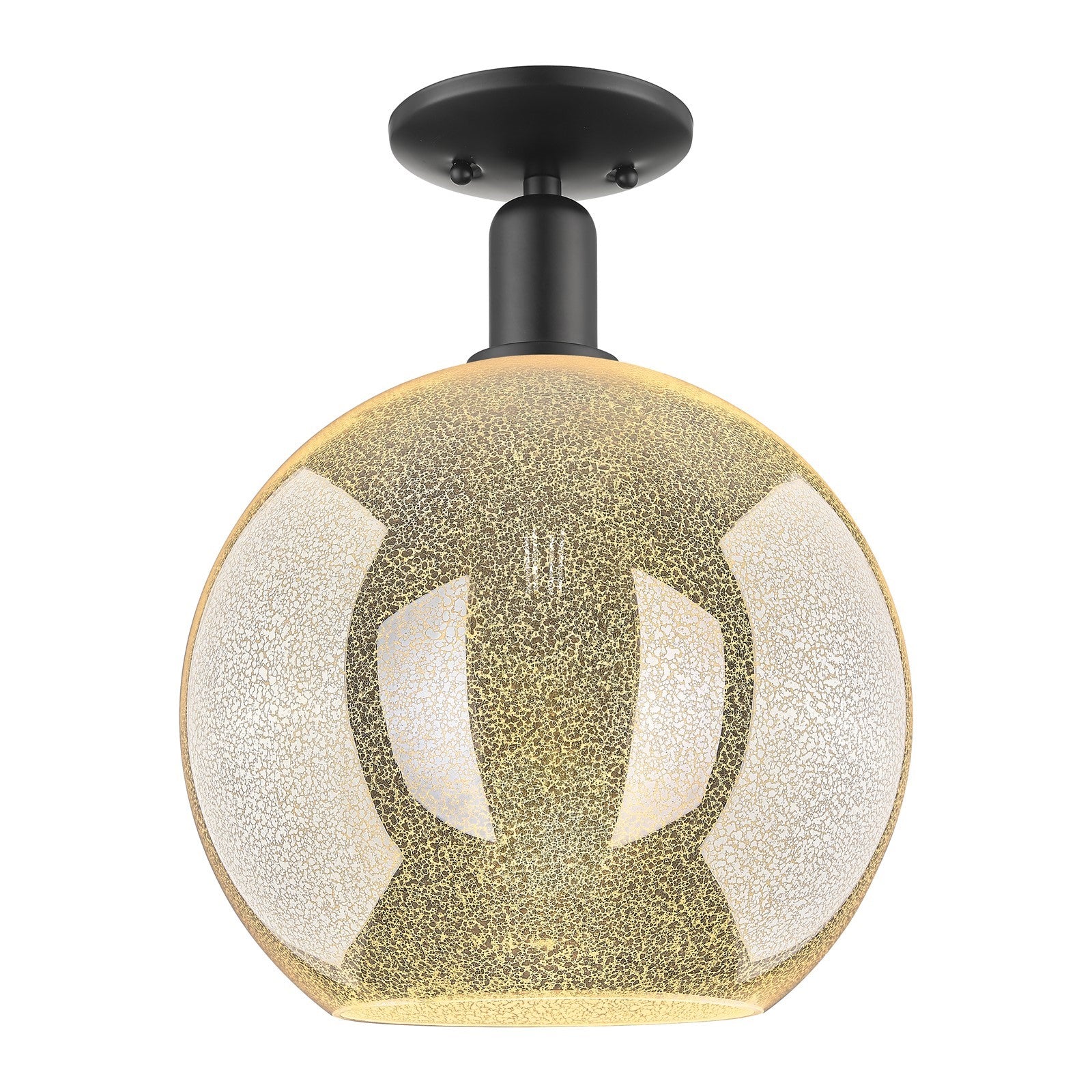 Innovations Athens 12in 1-Light Semi-Flush Mount | Industrial Matte Black Steel and Mercury Glass | Entryway & Hallway | 11.75 x | Model 716-1C-BK-G128-12