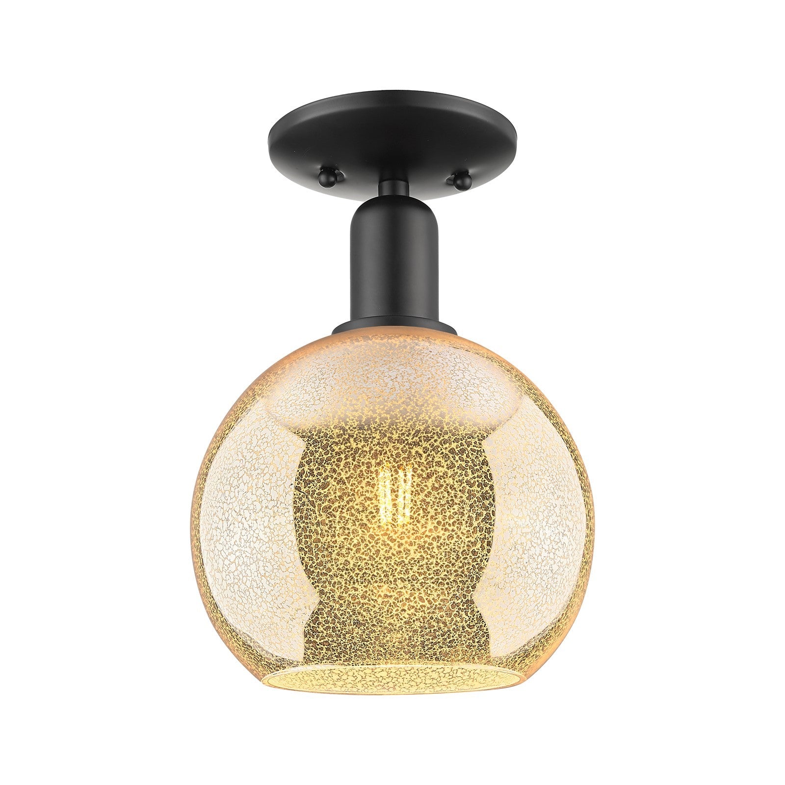 Innovations Athens 8in 1-Light Semi-Flush Mount | Industrial Matte Black Steel and Mercury Glass | Hallway & Entryway | 8 x 8 x | Model 716-1C-BK-G128-8