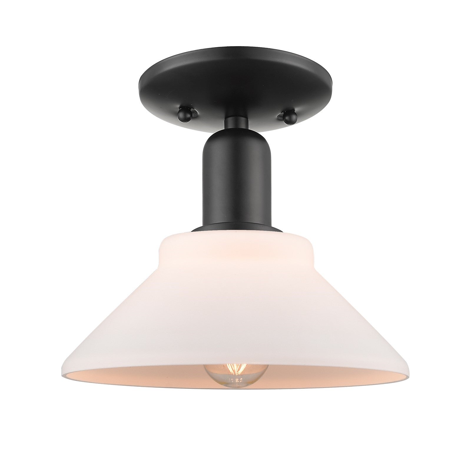 Innovations Orwell 8in 1-Light Semi-Flush Mount | Industrial Matte Black Steel and Matte White Glass | Hallway & Entryway | 8.38 x | Model 716-1C-BK-G131