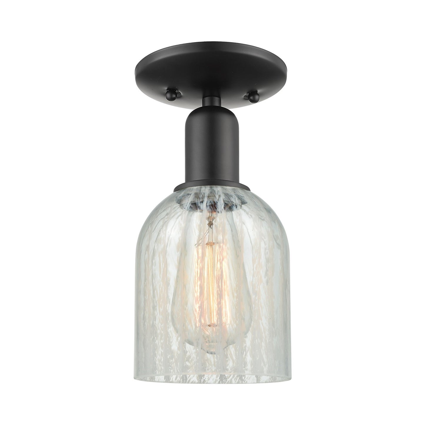 Innovations Caledonia 5in 1-Light Semi-Flush Mount | Industrial Matte Black Steel and Mouchette Glass | Entryway & Hallway | 5 x | Model 716-1C-BK-G2511