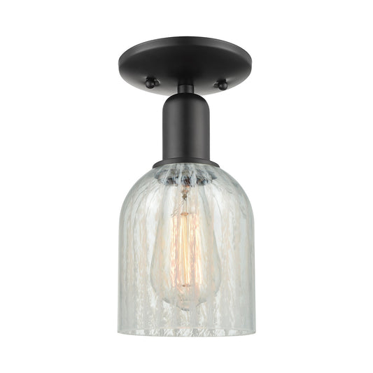 Innovations Caledonia 5in 1-Light Semi-Flush Mount | Industrial Matte Black Steel and Mouchette Glass | Entryway & Hallway | 5 x | Model 716-1C-BK-G2511