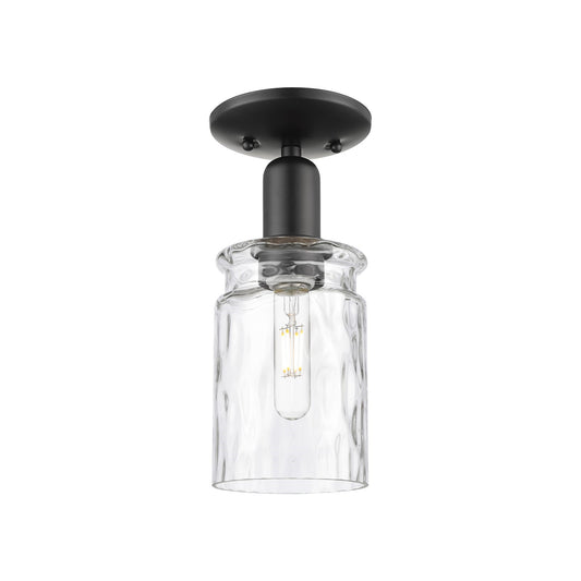 Innovations Candor 5in 1-Light Semi-Flush Mount | Industrial Matte Black Steel and Clear Waterglass Glass | Entryway & Hallway | Model 716-1C-BK-G352