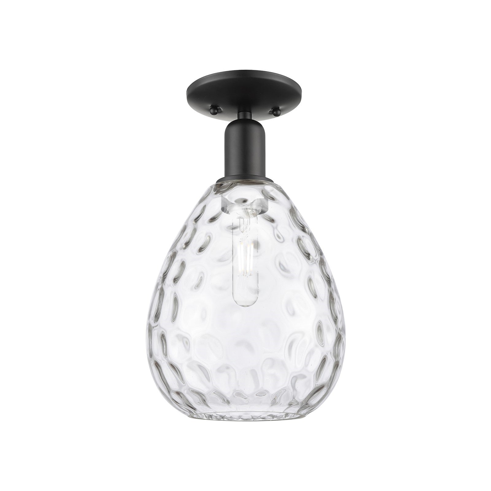 Innovations Waverly 8in 1-Light Semi-Flush Mount | Industrial Matte Black Steel and Clear Glass | Hallway & Entryway | 8 x 8 x 13.5 | Model 716-1C-BK-G372