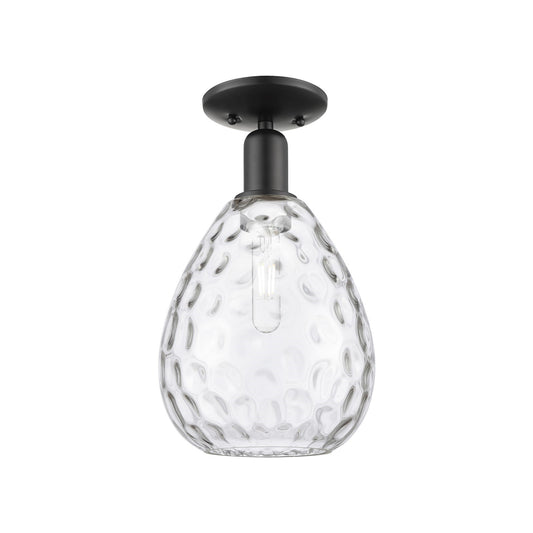 Innovations Waverly 8in 1-Light Semi-Flush Mount | Industrial Matte Black Steel and Clear Glass | Hallway & Entryway | 8 x 8 x 13.5 | Model 716-1C-BK-G372