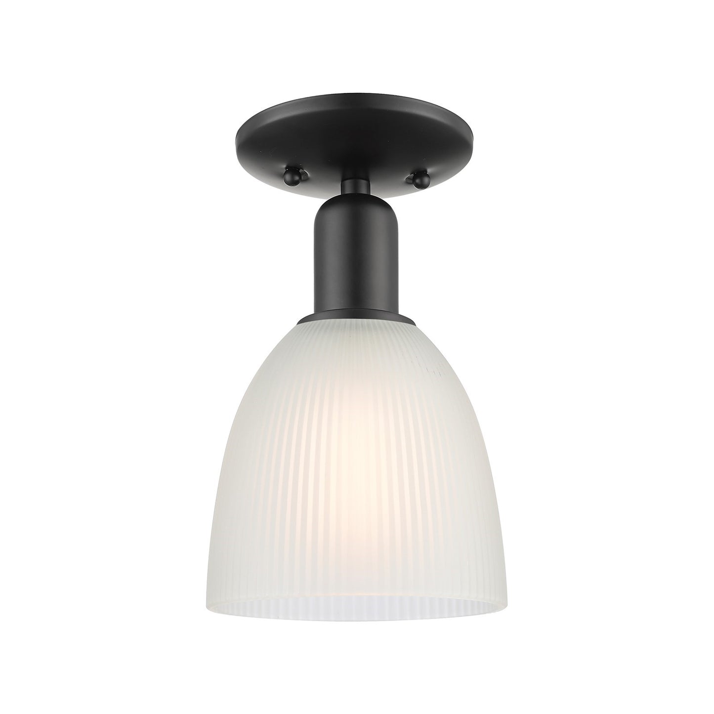 Innovations Castile 6in 1-Light Semi-Flush Mount | Industrial Matte Black Steel and White Glass | Entryway & Hallway | 6 x 6 x 10.5 | Model 716-1C-BK-G381