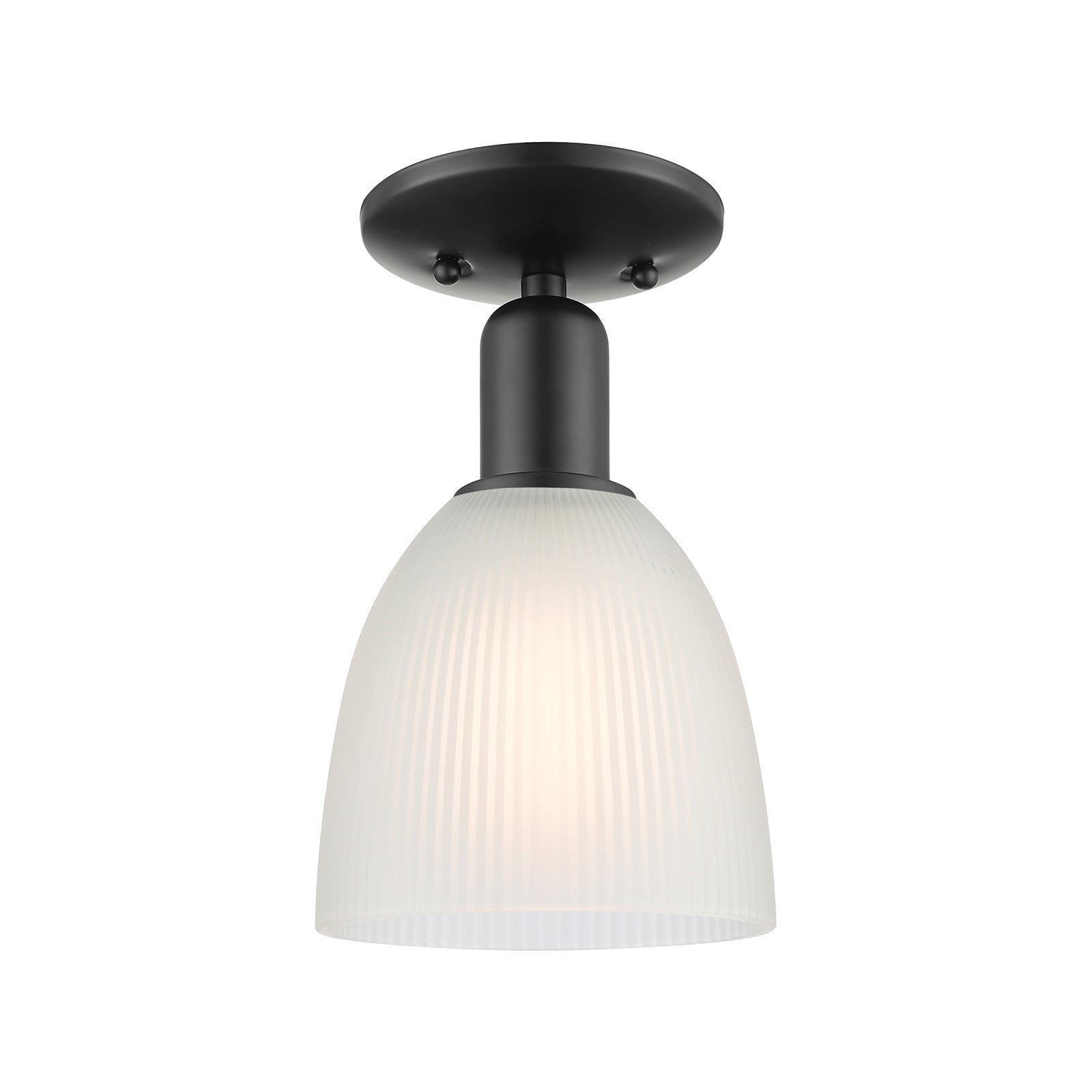 Innovations Castile 6in 1-Light Semi-Flush Mount | Industrial Matte Black Steel and White Glass | Entryway & Hallway | 6 x 6 x 10.5 | Model 716-1C-BK-G381