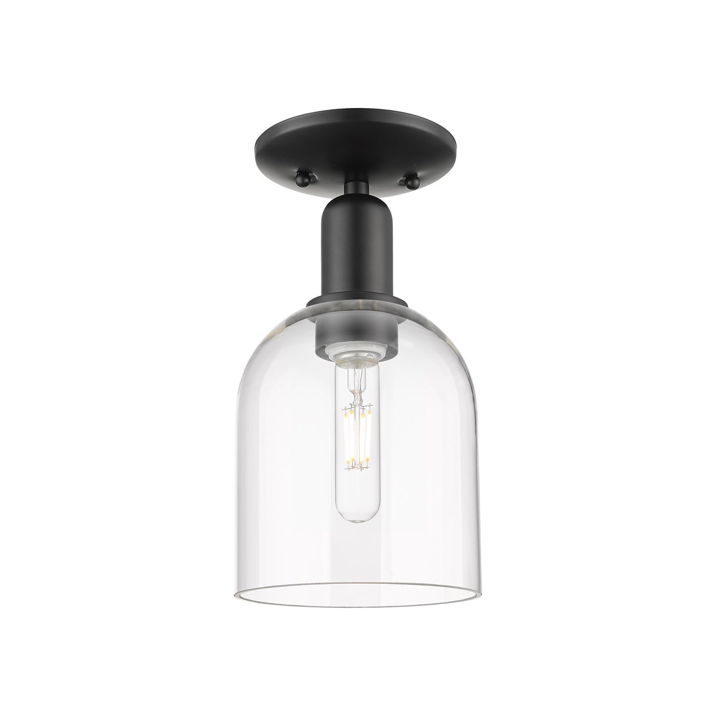 Innovations Bella 6in 1-Light Semi-Flush Mount | Industrial Matte Black Steel and Clear Glass | Hallway & Entryway | 5.5 x 11 in | Model 716-1C-BK-G558-6CL
