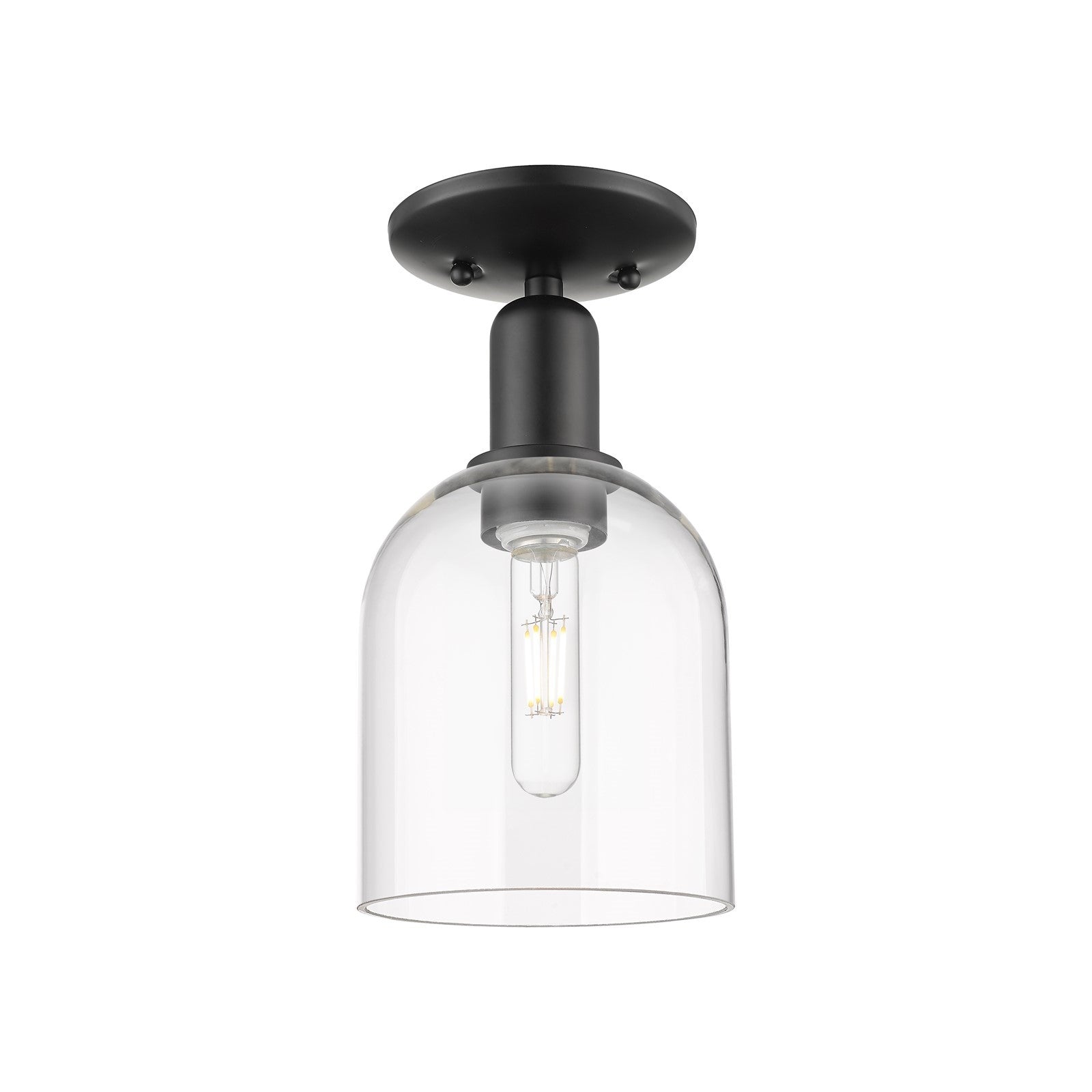 Innovations Bella 6in 1-Light Semi-Flush Mount | Industrial Matte Black Steel and Clear Glass | Hallway & Entryway | 5.5 x 11 in | Model 716-1C-BK-G558-6CL