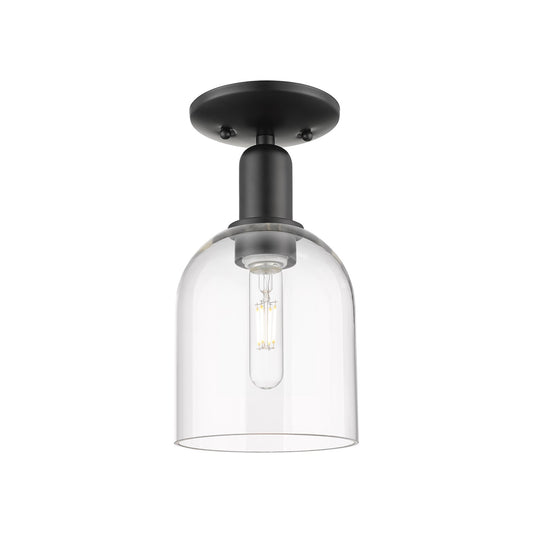 Innovations Bella 6in 1-Light Semi-Flush Mount | Industrial Matte Black Steel and Clear Glass | Hallway & Entryway | 5.5 x 11 in | Model 716-1C-BK-G558-6CL