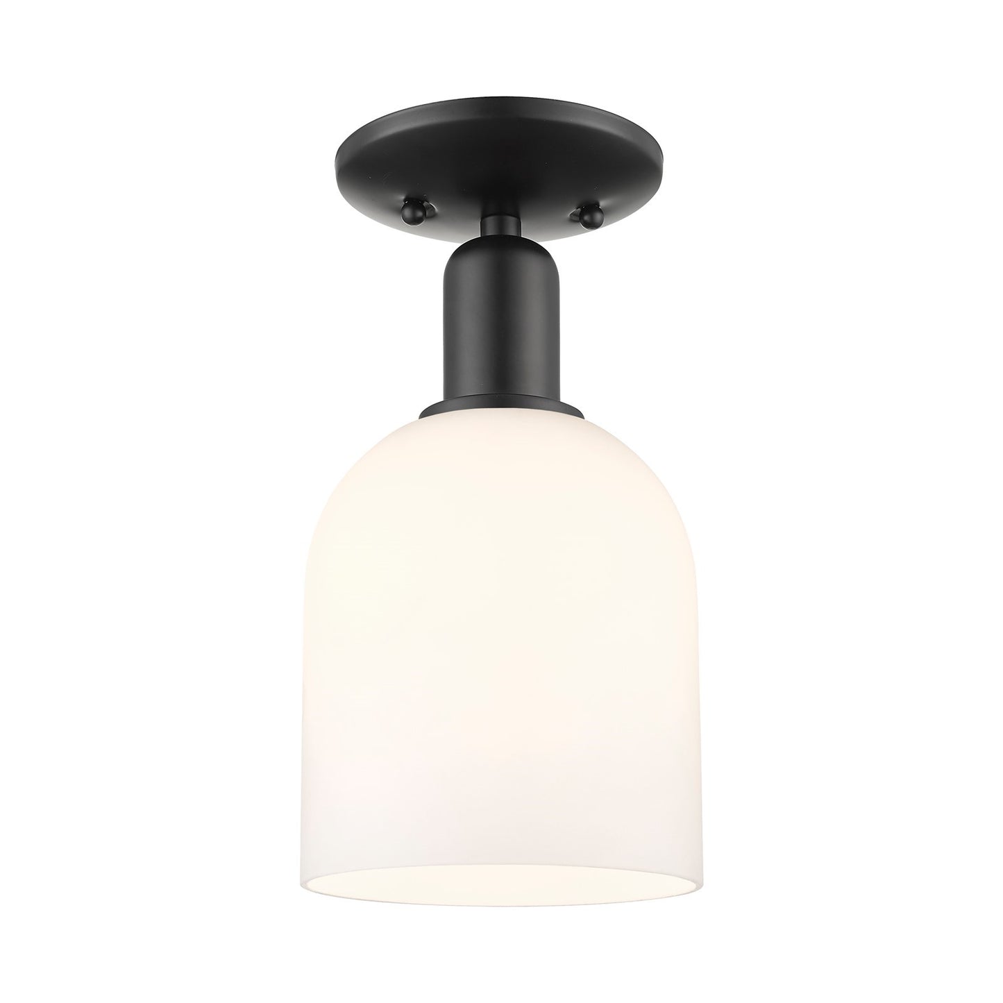 Innovations Bella 6in 1-Light Semi-Flush Mount | Industrial Matte Black Steel and White Glass | Entryway & Hallway | 5.5 x 11 | Model 716-1C-BK-G558-6GWH