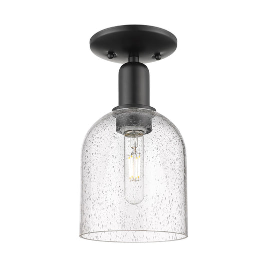 Innovations Bella 6in 1-Light Semi-Flush Mount | Industrial Matte Black Steel and Seedy Glass | Entryway & Hallway | 5.5 x 11 | Model 716-1C-BK-G558-6SDY
