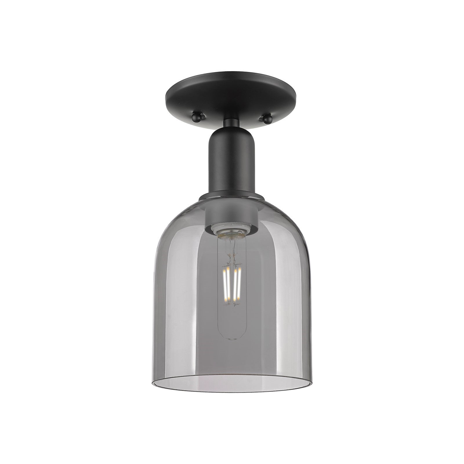 Innovations Bella 6in 1-Light Semi-Flush Mount | Industrial Matte Black Steel and Light Smoke Glass | Hallway & Entryway | 5.5 | Model 716-1C-BK-G558-6SM