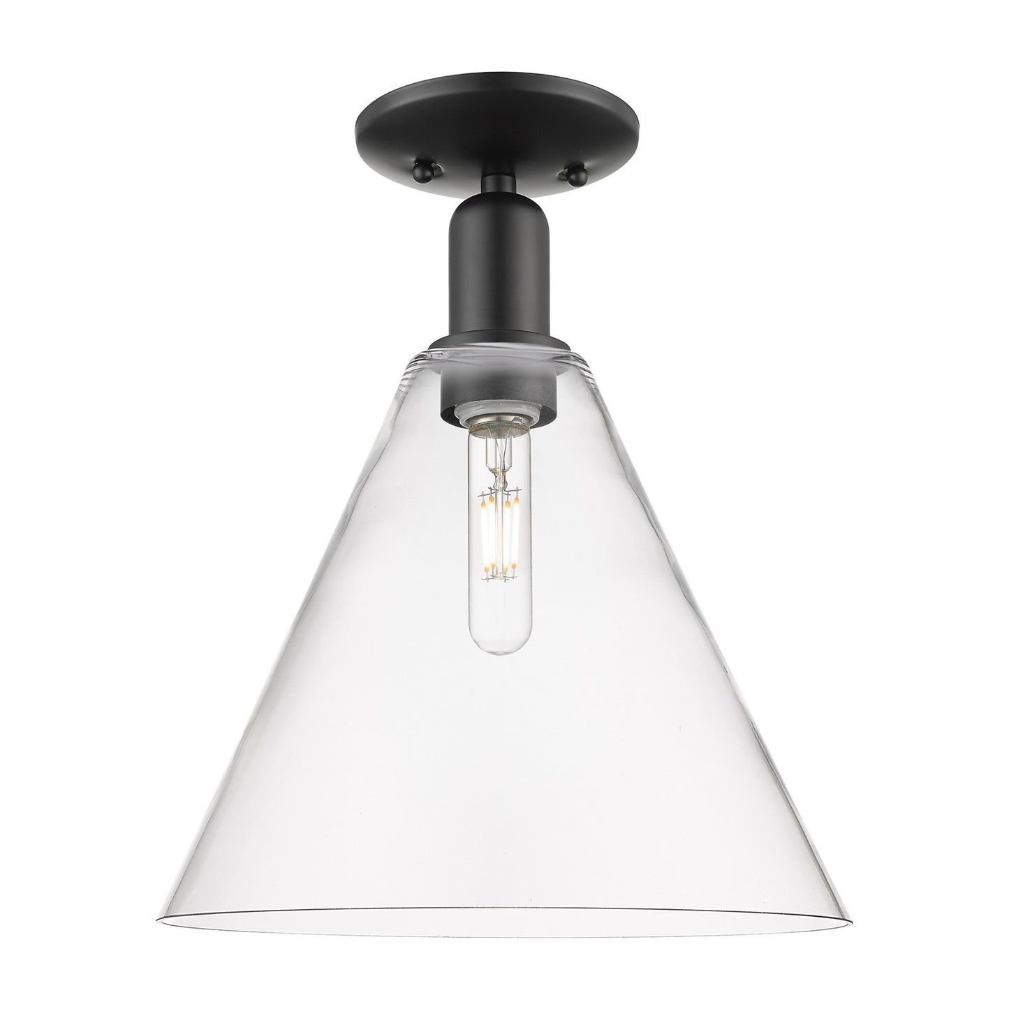 Innovations Berkshire Glass 12in 1-Light Semi-Flush Mount | Industrial Matte Black Steel and Clear Glass | Entryway & Hallway | Model 716-1C-BK-GBC-122