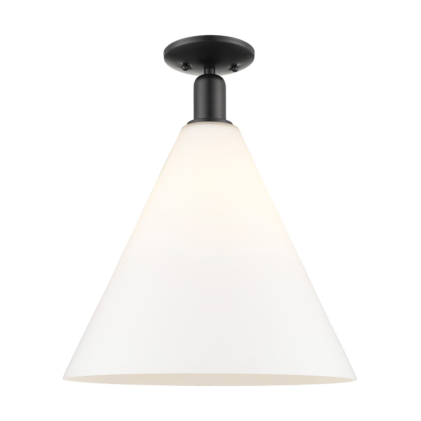 Innovations Berkshire Glass 16in 1-Light Semi-Flush Mount | Industrial Matte Black Steel and Matte White Glass | Entryway & | Model 716-1C-BK-GBC-161
