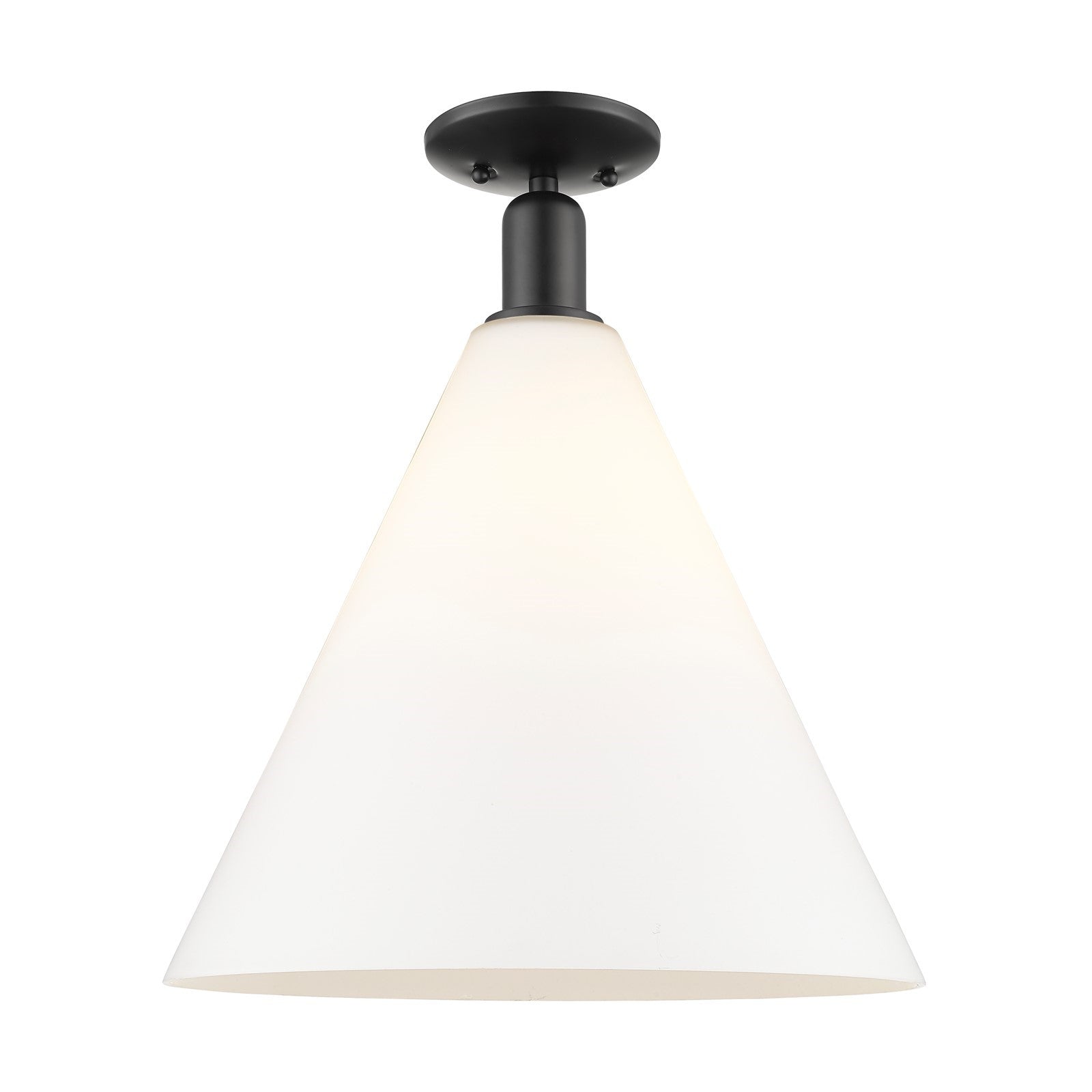 Innovations Berkshire Glass 16in 1-Light Semi-Flush Mount | Industrial Matte Black Steel and Matte White Glass | Entryway & | Model 716-1C-BK-GBC-161