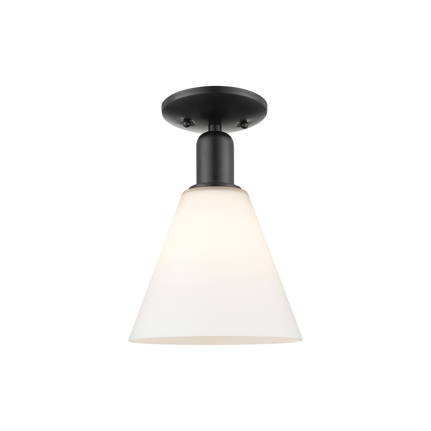 Innovations Berkshire Glass 8in 1-Light Semi-Flush Mount | Industrial Matte Black Steel and Matte White Glass | Entryway & | Model 716-1C-BK-GBC-81