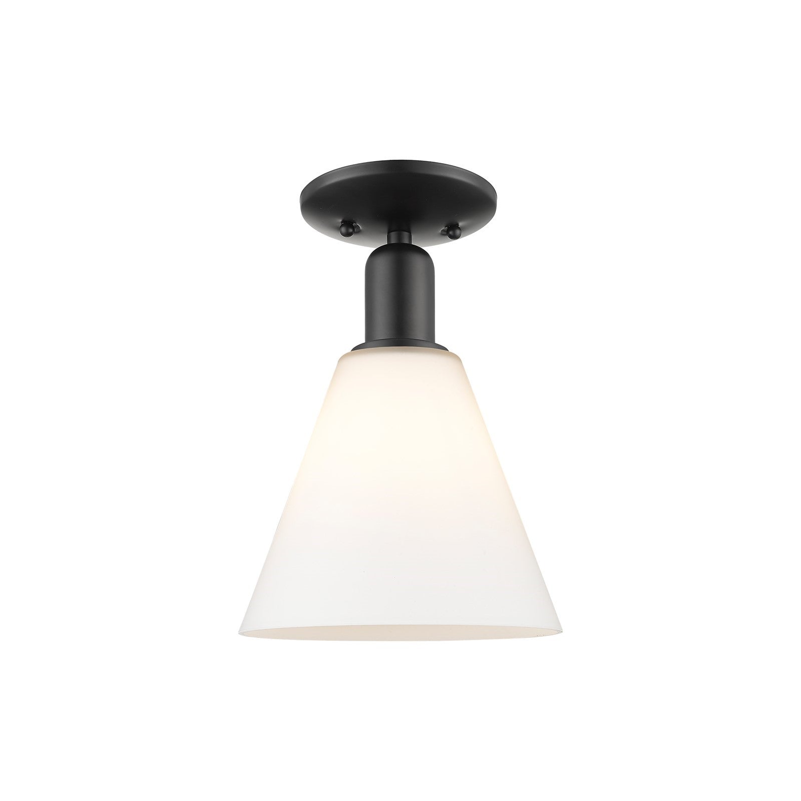 Innovations Berkshire Glass 8in 1-Light Semi-Flush Mount | Industrial Matte Black Steel and Matte White Glass | Entryway & | Model 716-1C-BK-GBC-81