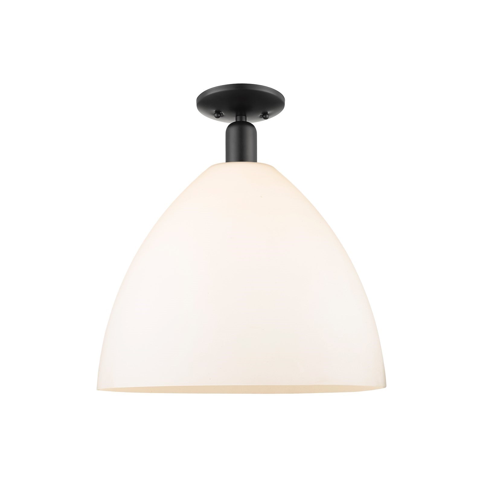 Innovations Bristol 16in 1-Light Semi-Flush Mount | Industrial Matte Black Steel and Matte White Glass | Kitchen & Hallway | 16 | Model 716-1C-BK-GBD-161
