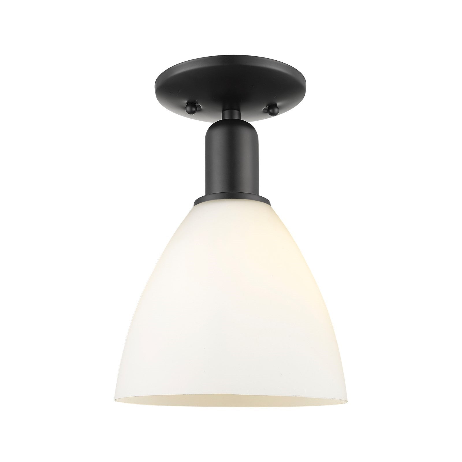 Innovations Bristol 8in 1-Light Semi-Flush Mount | Industrial Matte Black Steel and Matte White Glass | Entryway & Hallway | 7.5 | Model 716-1C-BK-GBD-751