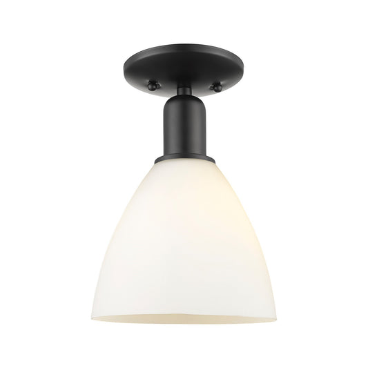 Innovations Bristol 8in 1-Light Semi-Flush Mount | Industrial Matte Black Steel and Matte White Glass | Entryway & Hallway | 7.5 | Model 716-1C-BK-GBD-751