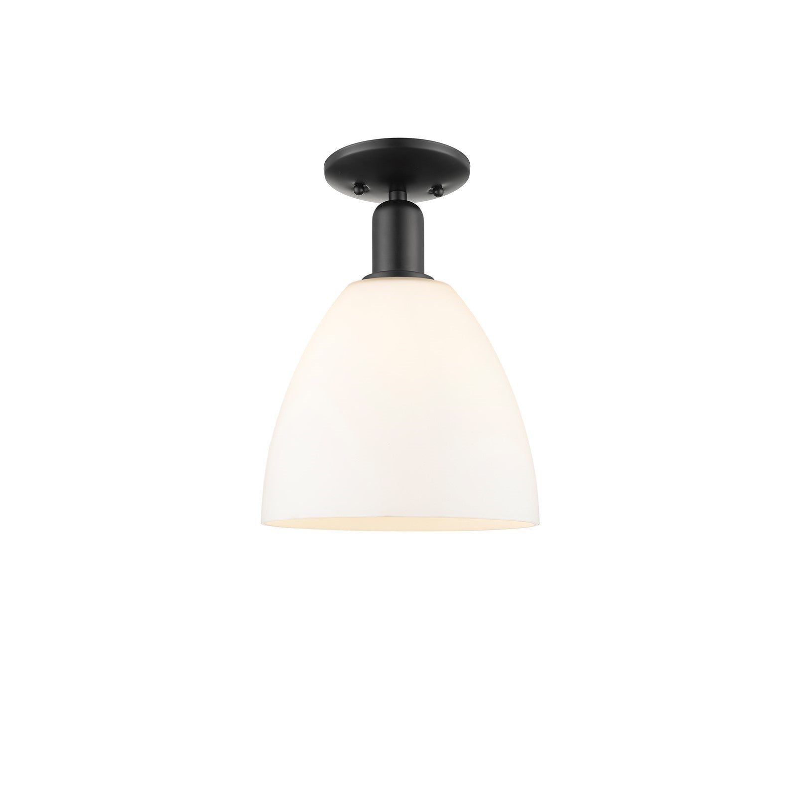 Innovations Bristol 9in 1-Light Semi-Flush Mount | Industrial Matte Black Steel and Matte White Glass | Entryway & Hallway | 9 x | Model 716-1C-BK-GBD-91