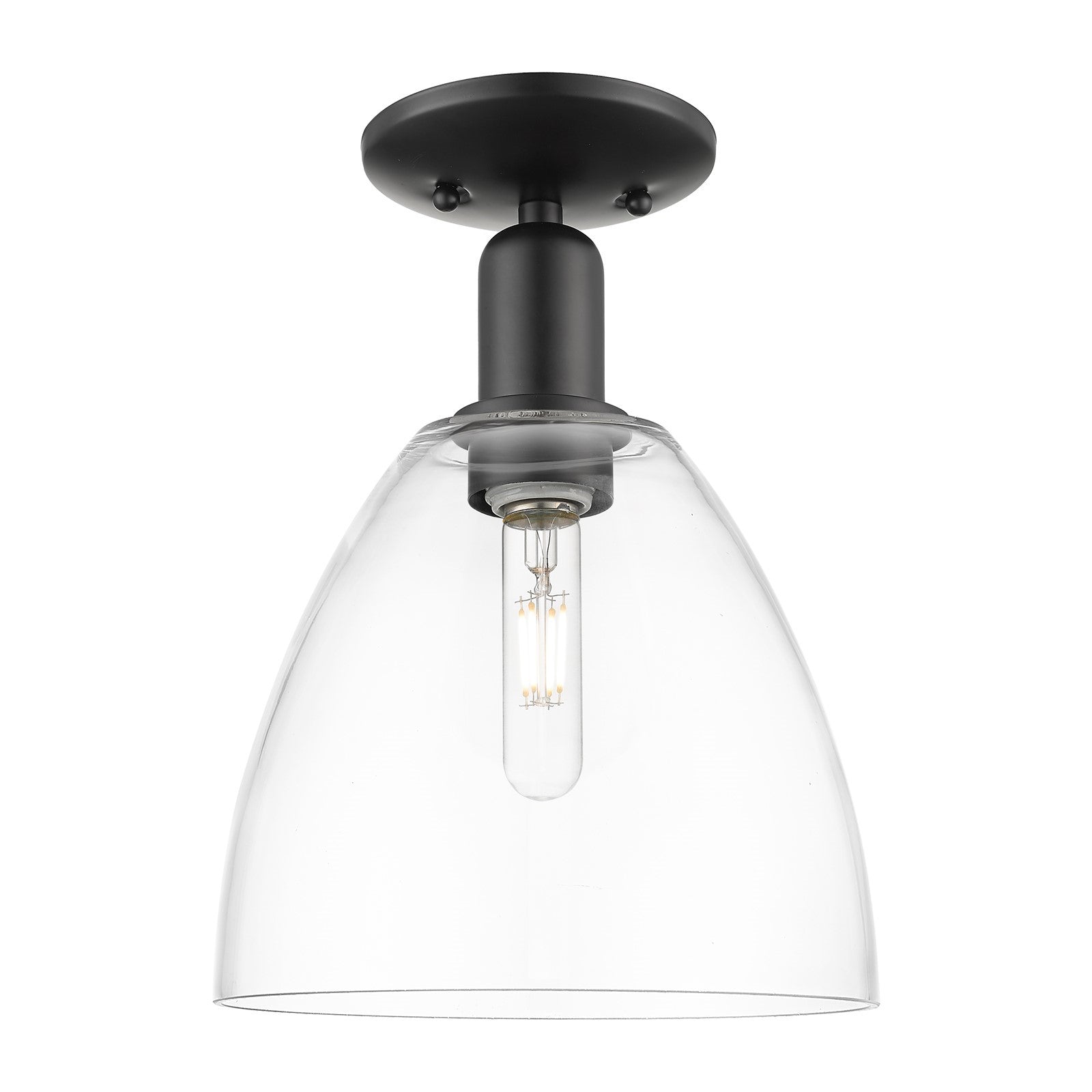 Innovations Bristol 9in 1-Light Semi-Flush Mount | Industrial Matte Black Steel and Clear Glass | Entryway & Hallway | 9 x 13 in | Model 716-1C-BK-GBD-92