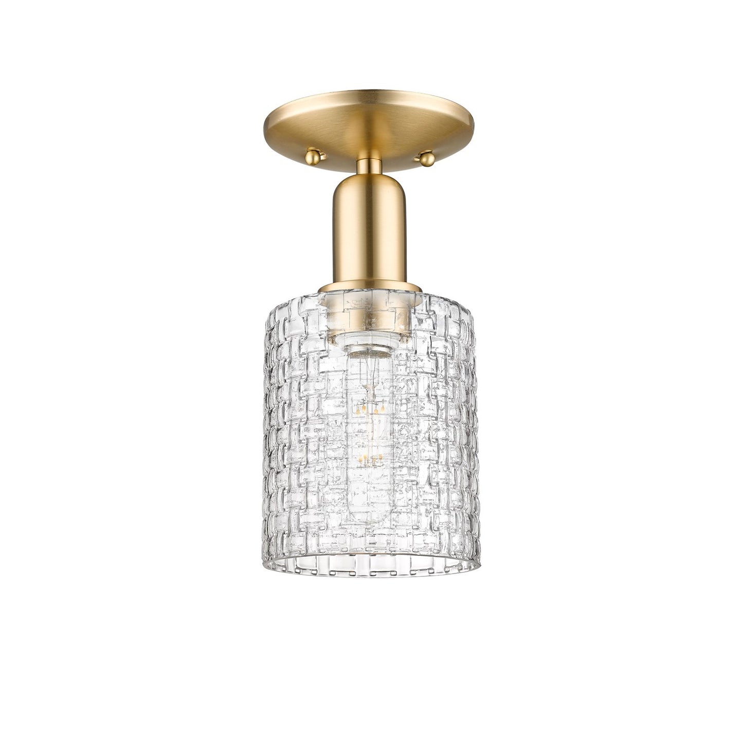 Innovations Cobbleskill 5in 1-Light Semi-Flush Mount | Industrial Champagne Bronze Steel and Clear Glass | Entryway & Hallway | Model 716-1C-CB-G112C-5CL