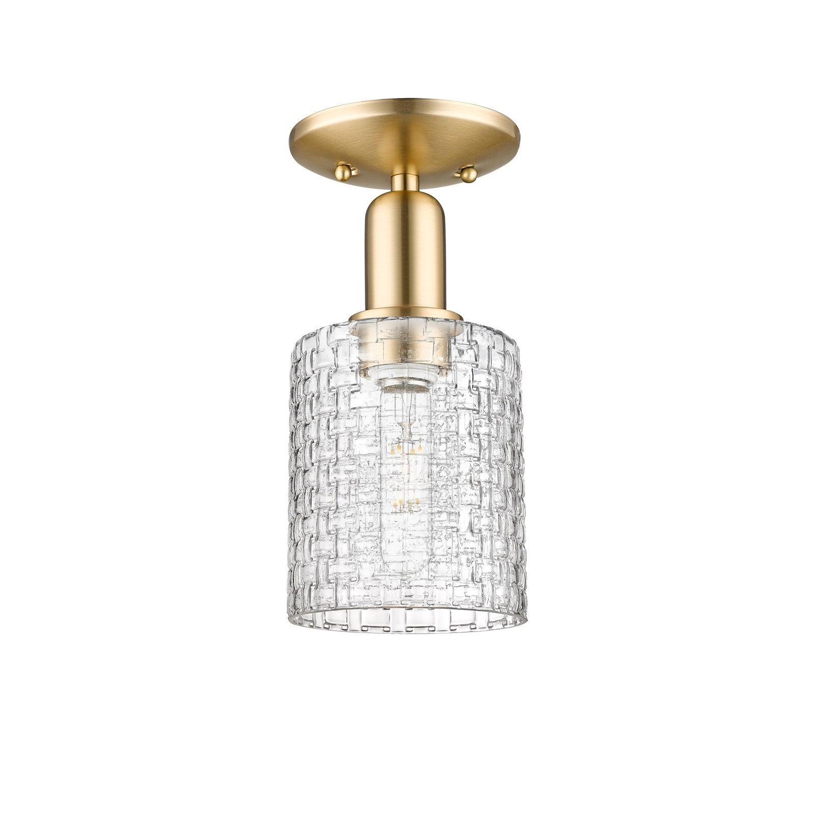 Innovations Cobbleskill 5in 1-Light Semi-Flush Mount | Industrial Champagne Bronze Steel and Clear Glass | Entryway & Hallway | Model 716-1C-CB-G112C-5CL