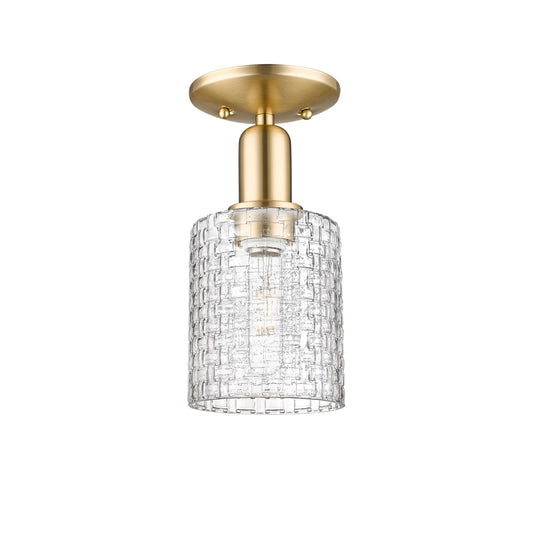 Innovations Cobbleskill 5in 1-Light Semi-Flush Mount | Industrial Champagne Bronze Steel and Clear Glass | Entryway & Hallway | Model 716-1C-CB-G112C-5CL