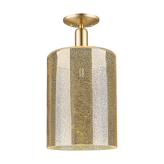 Innovations Cobbleskill 9in 1-Light Semi-Flush Mount | Industrial Champagne Bronze Steel and Mercury Glass | Entryway & Hallway | Model 716-1C-CB-G116-L