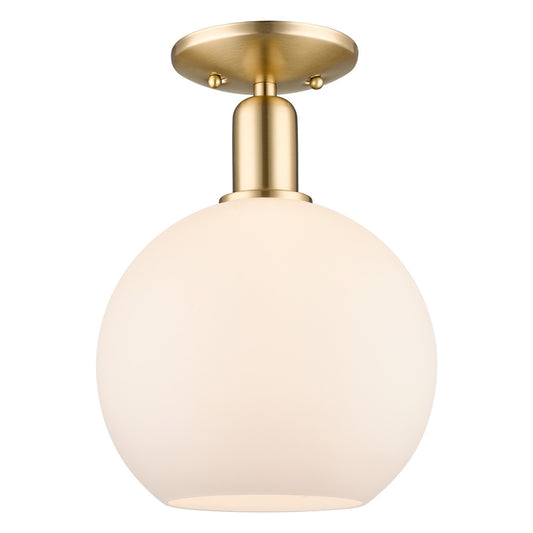 Innovations Athens 10in 1-Light Semi-Flush Mount | Industrial Champagne Bronze Steel and Matte White Glass | Entryway & Hallway | Model 716-1C-CB-G121-10