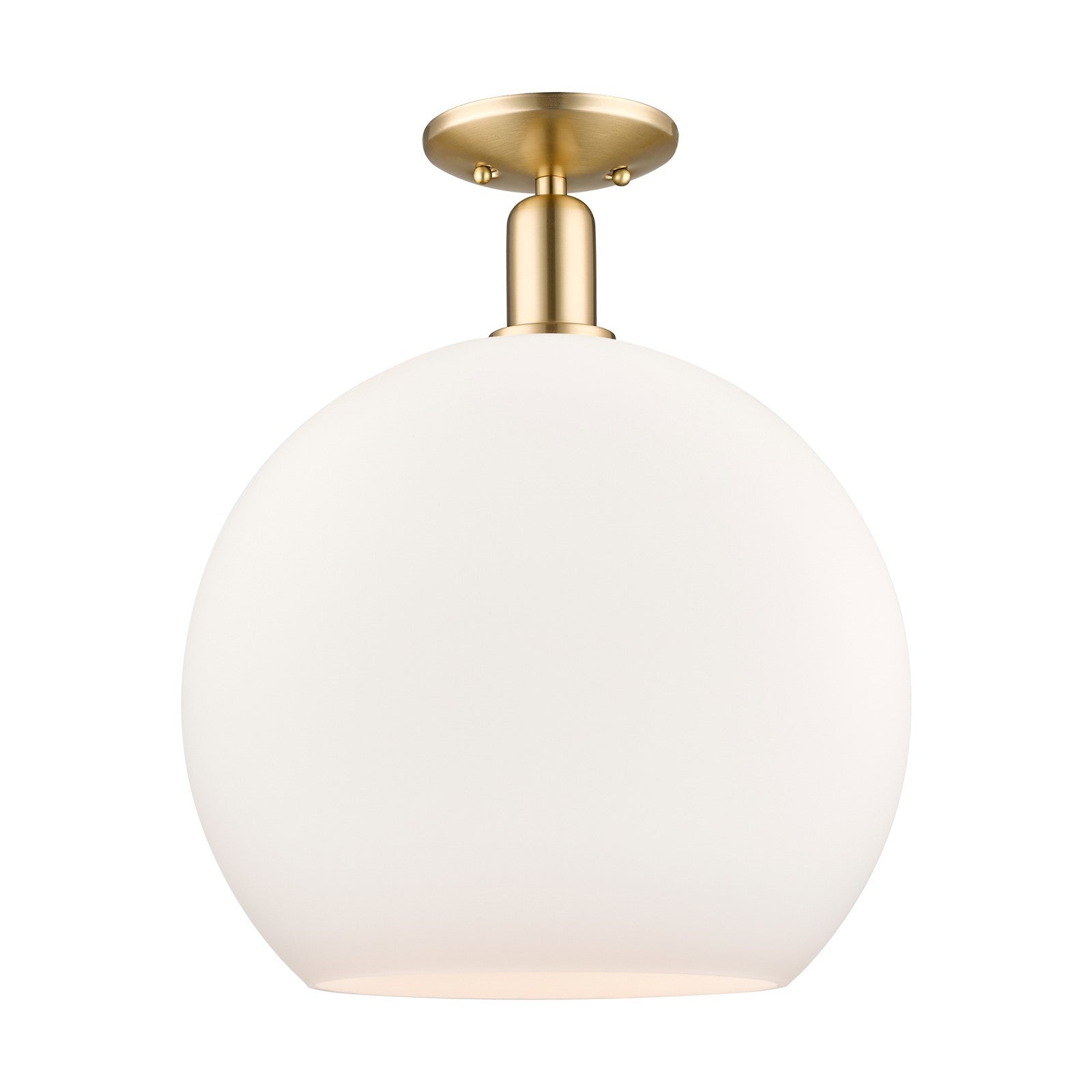 Innovations Athens 14in 1-Light Semi-Flush Mount | Industrial Champagne Bronze Steel and Matte White Glass | Entryway & Hallway | Model 716-1C-CB-G121-14
