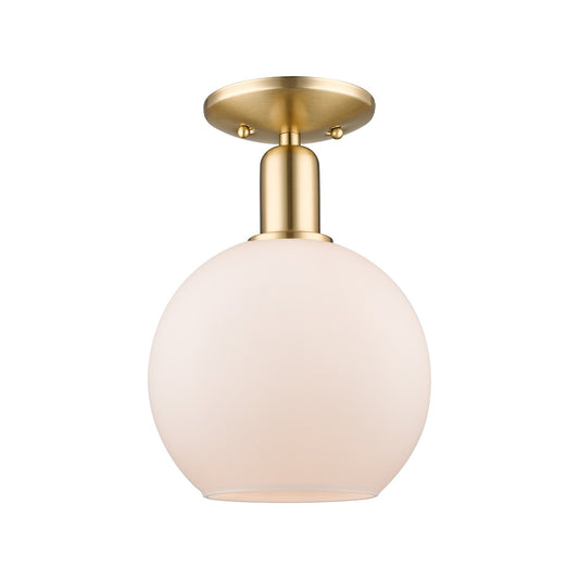 Innovations Athens 8in 1-Light Semi-Flush Mount | Industrial Champagne Bronze Steel and Cast Brass with Matte White Glass | Model 716-1C-CB-G121-8