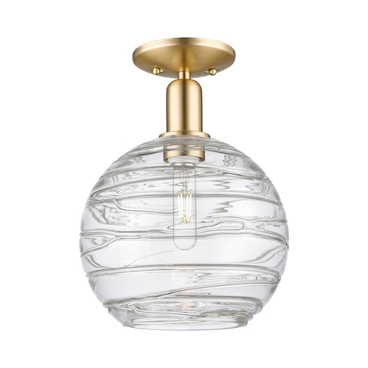 Innovations Athens Deco Swirl 10in 1-Light Semi-Flush Mount | Industrial Champagne Bronze Steel and Clear Deco Swirl Glass | Model 716-1C-CB-G1213-10CL