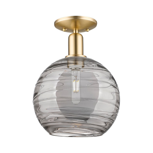 Innovations Athens Deco Swirl 10in 1-Light Semi-Flush Mount | Industrial Champagne Bronze Steel and Light Smoke Glass | Model 716-1C-CB-G1213-10SM