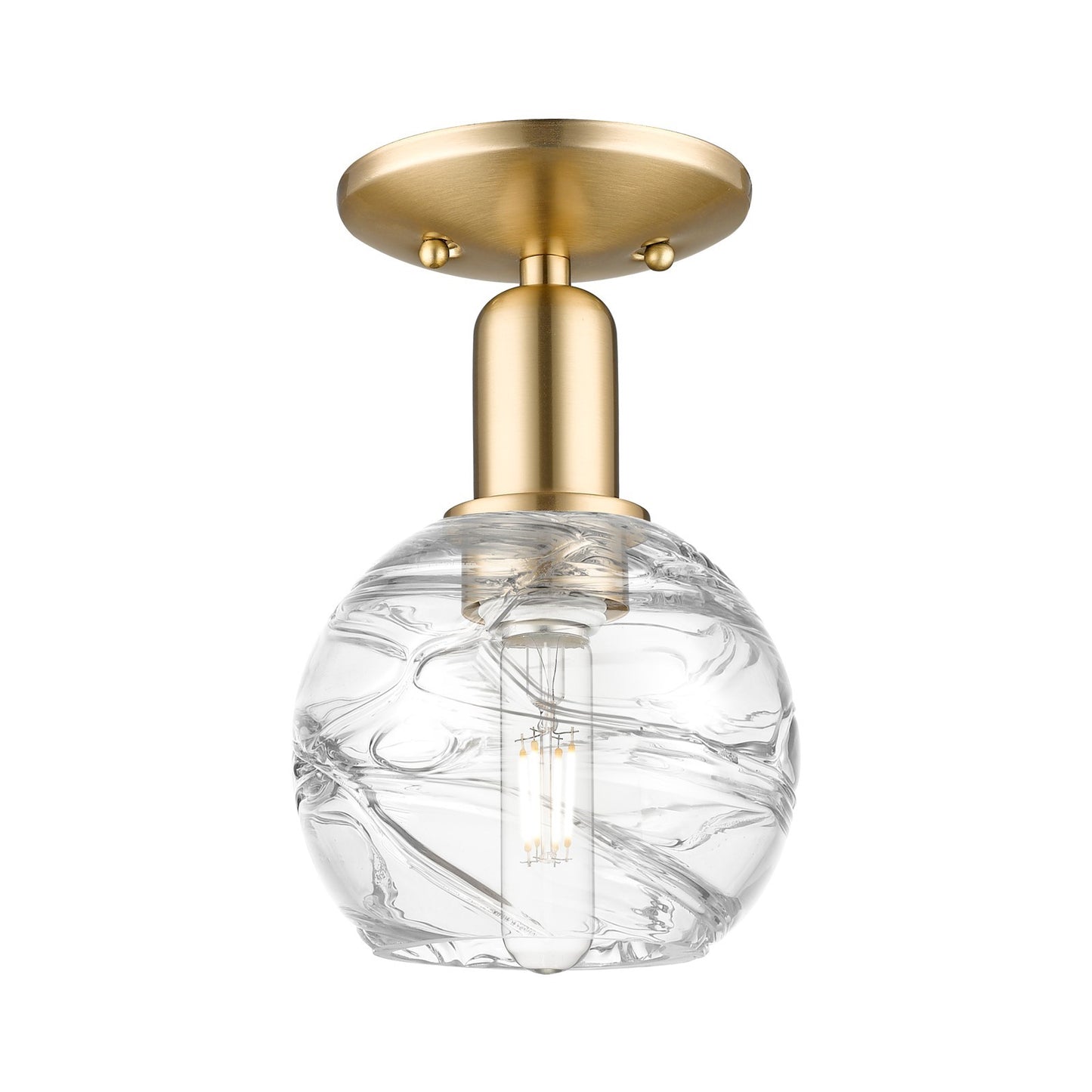 Innovations Athens Deco Swirl 6in 1-Light Semi-Flush Mount | Industrial Champagne Bronze Steel and Clear Glass | Entryway & | Model 716-1C-CB-G1213-6CL