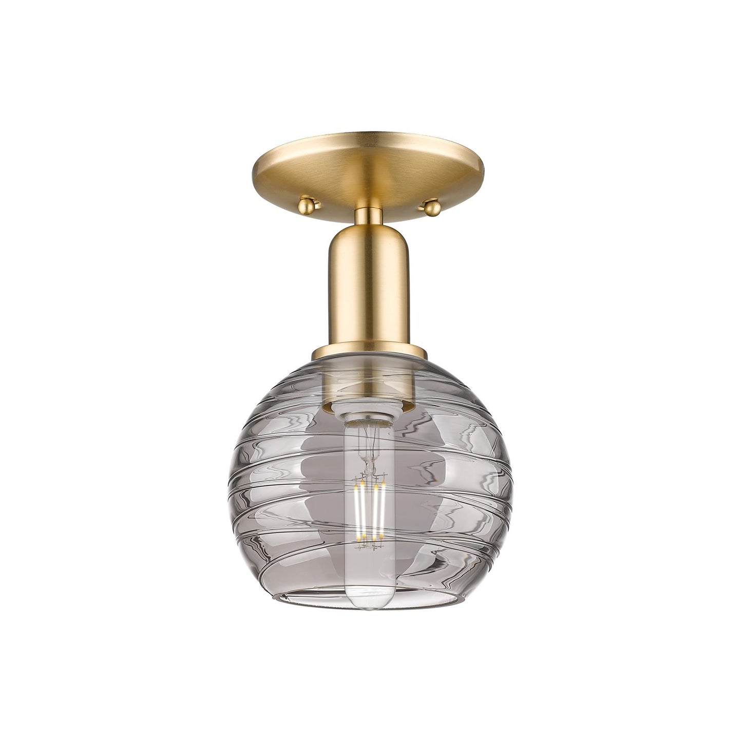 Innovations Athens Deco Swirl 6in 1-Light Semi-Flush Mount | Industrial Champagne Bronze Steel and Light Smoke Glass | Model 716-1C-CB-G1213-6SM