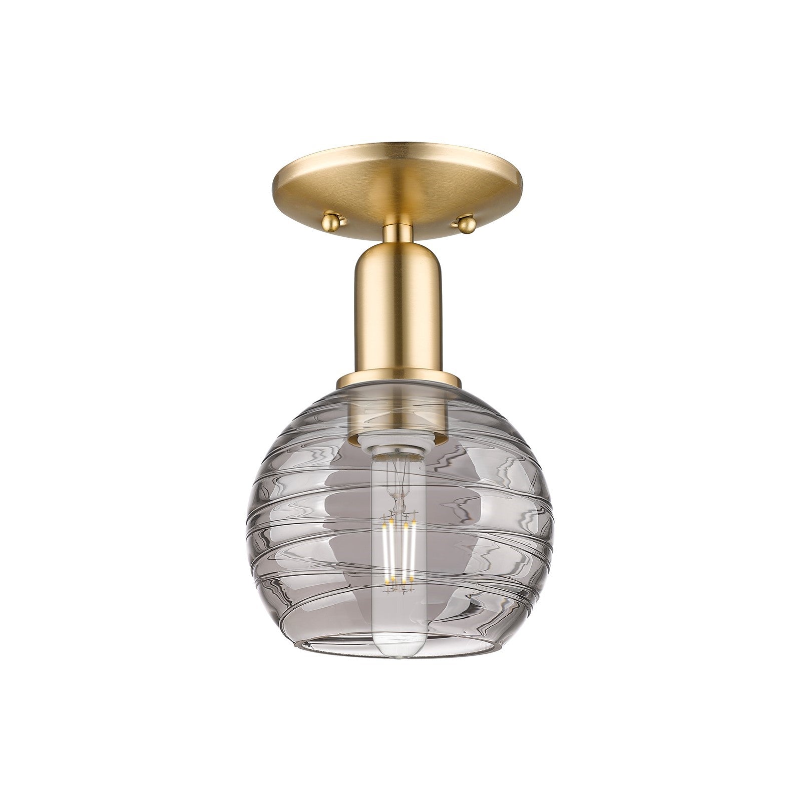 Innovations Athens Deco Swirl 6in 1-Light Semi-Flush Mount | Industrial Champagne Bronze Steel and Light Smoke Glass | Model 716-1C-CB-G1213-6SM