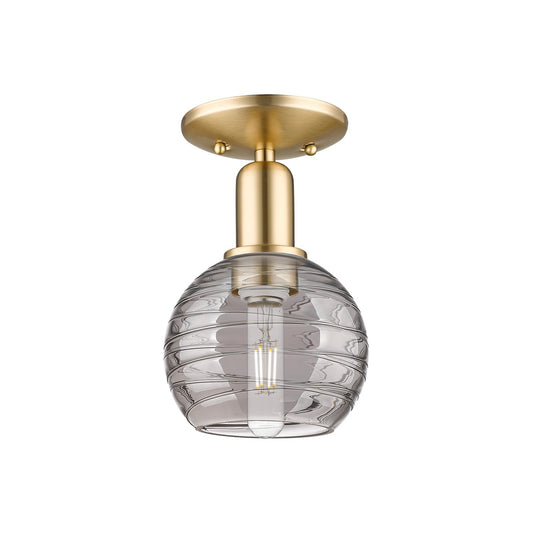 Innovations Athens Deco Swirl 6in 1-Light Semi-Flush Mount | Industrial Champagne Bronze Steel and Light Smoke Glass | Model 716-1C-CB-G1213-6SM