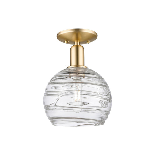 Innovations Athens Deco Swirl 8in 1-Light Semi-Flush | Industrial Champagne Bronze Steel and Clear Deco Swirl Glass | Entryway | Model 716-1C-CB-G1213-8CL