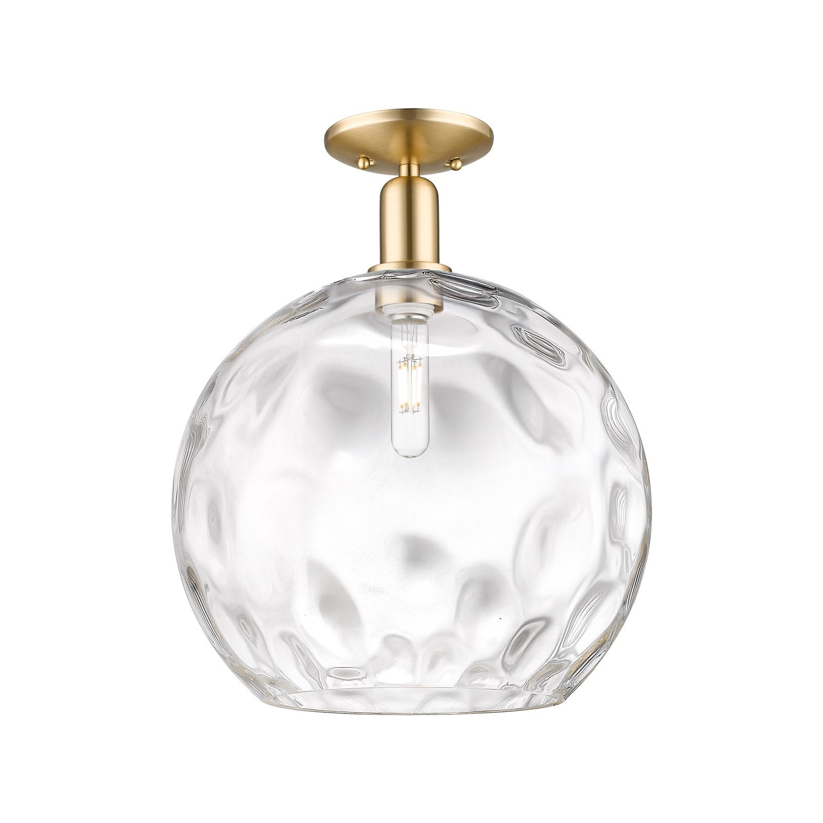 Innovations Athens 13in 1-Light Semi-Flush Mount | Industrial Champagne Bronze Steel and Clear Water Glass | Entryway & Hallway | Model 716-1C-CB-G1215-14