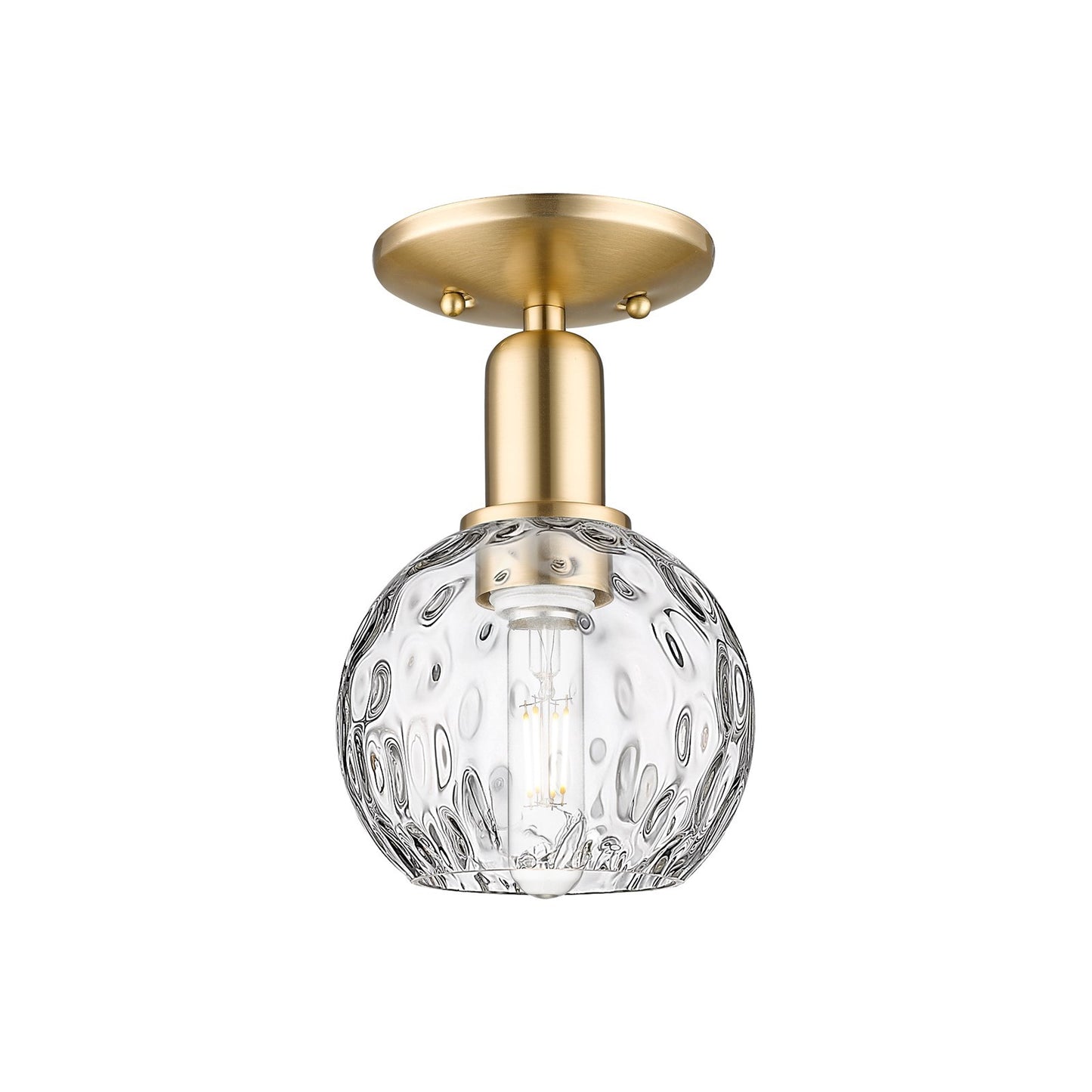 Innovations Athens Water Glass 6in 1-Light Semi-Flush | Industrial Champagne Bronze Steel and Clear Glass | Kitchen & Hallway | Model 716-1C-CB-G1215-6