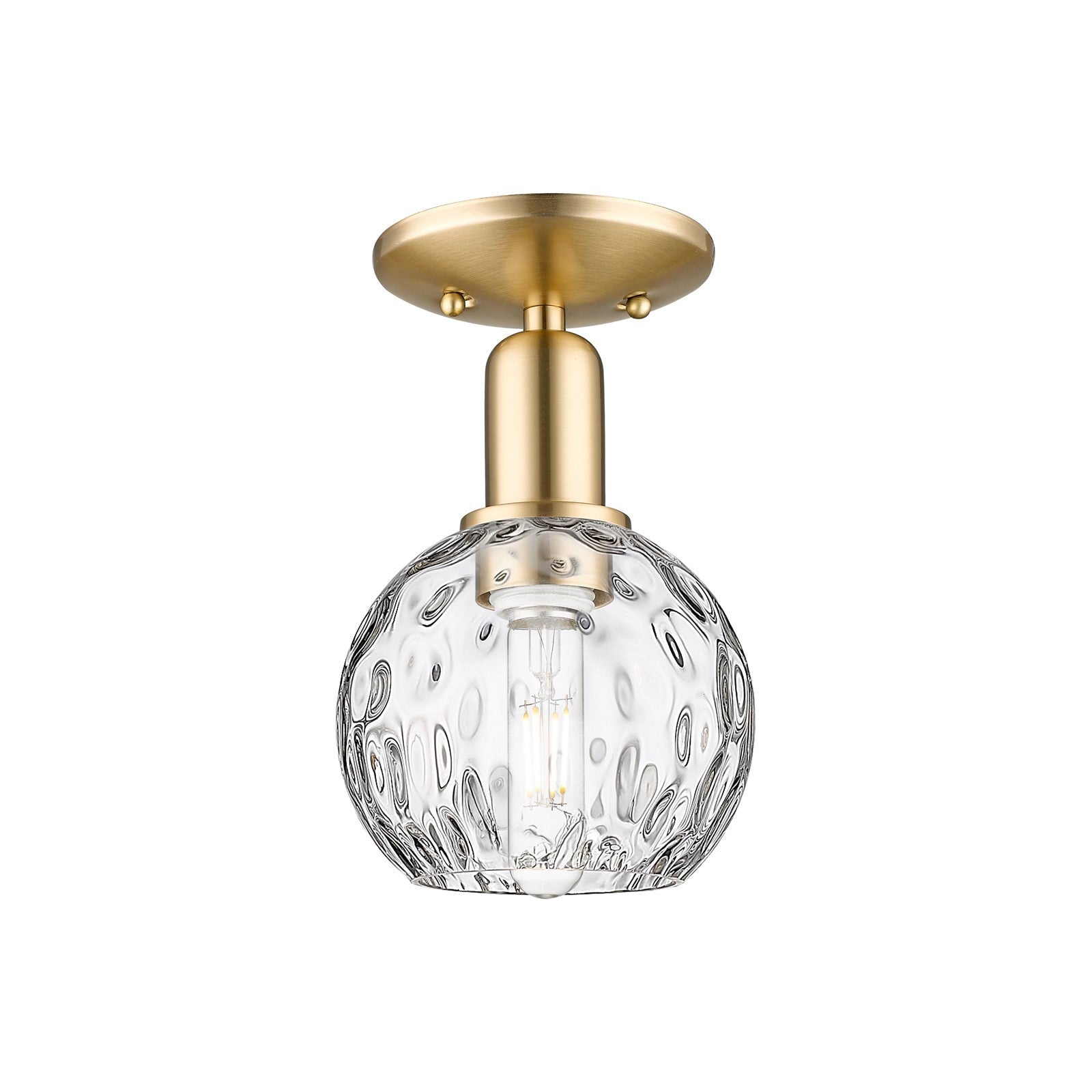 Innovations Athens Water Glass 6in 1-Light Semi-Flush | Industrial Champagne Bronze Steel and Clear Glass | Kitchen & Hallway | Model 716-1C-CB-G1215-6