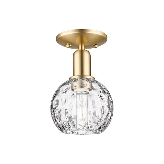 Innovations Athens Water Glass 6in 1-Light Semi-Flush | Industrial Champagne Bronze Steel and Clear Glass | Kitchen & Hallway | Model 716-1C-CB-G1215-6