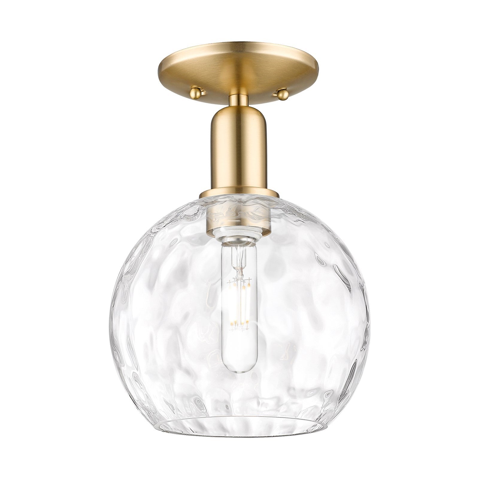 Innovations Athens 8in 1-Light Semi-Flush Mount | Industrial Champagne Bronze Steel and Clear Water Glass | Kitchen & Hallway | Model 716-1C-CB-G1215-8