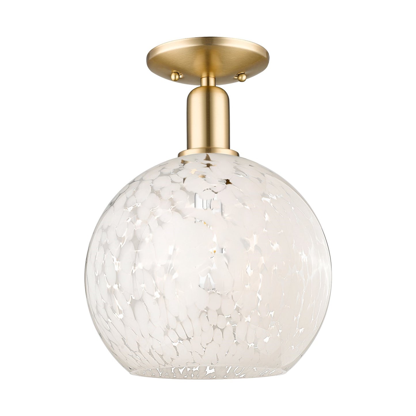 Innovations Lighting Arcadia 10in 1-Light Semi-Flush Mount | Industrial Champagne Bronze Steel and White Mouchette Glass | Model 716-1C-CB-G1216-10WM